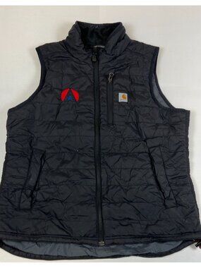 Carhartt Women Large Rain Defender Relaxed Fit Puffer Vest Black Insulated Logo